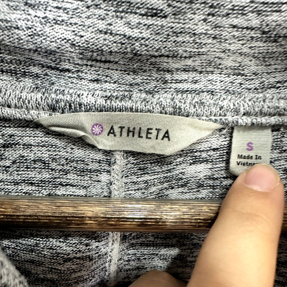 ATHLETA Cardigan Womens Small Gray Hooded Blissful Open‎ Front Ruffle Athleisure - Picture 2 of 8